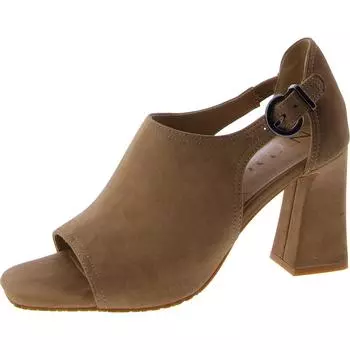 Женские кожаные туфли Larlie с открытым носком и блочным каблуком NYDJ, серо-коричневый