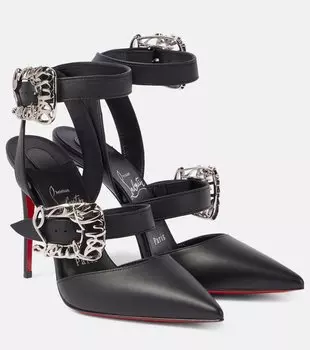Женские кожаные туфли-лодочки Giddylina 100 Christian Louboutin, Black Lin Black