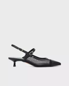 Женские кожаные туфли-лодочки с двойной пряжкой черного цвета Martinelli, черный