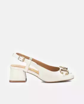 Женские кожаные туфли-лодочки с открытой пяткой и застежкой-пряжкой Carmela, белый
