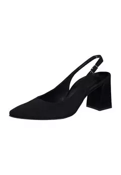 Женские кожаные туфли-лодочки с пяткой и пряжкой paul green, цвет Samtziege Black