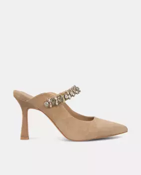 Женские кожаные туфли-лодочки с пяткой и ремешком из стразов Alma en Pena, цвет Camel
