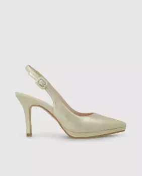 Женские кожаные туфли-лодочки с пяткой на пятке Lodi, золотой