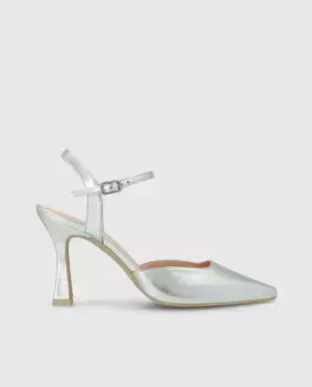 Женские кожаные туфли-лодочки с пяткой на пятке Lodi, серебряный