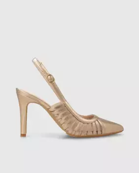 Женские кожаные туфли-лодочки с пяткой на пятке Lodi, золотой