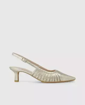 Женские кожаные туфли-лодочки с пяткой на пятке Lodi, золотой