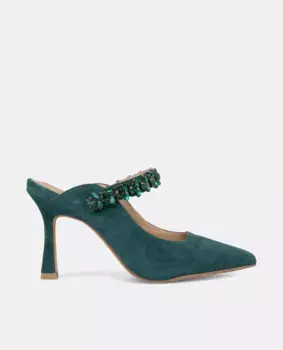 Женские кожаные туфли-лодочки с пяткой на пятке Alma en Pena, темно-зеленый