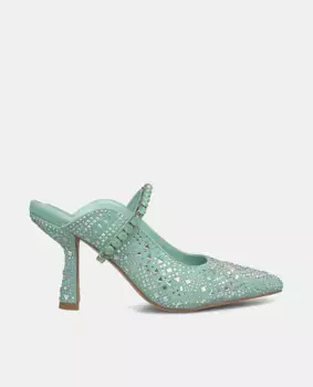 Женские кожаные туфли-лодочки с пяткой на пятке Alma en Pena, зеленый