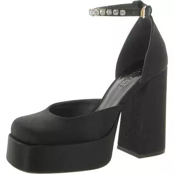 Женские кожаные туфли-лодочки с ремешком на щиколотке Versace, черный