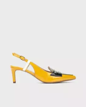 Женские кожаные туфли-лодочки с застежкой-пряжкой и каблуком-шпилькой золотистого цвета Martinelli, золото