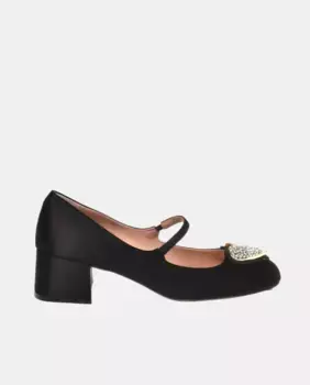 Женские кожаные туфли Мэри Джейн на толстом каблуке Love Moschino, черный