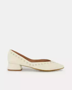 Женские кожаные туфли на блочном каблуке - Comfort Line Latouche, белый