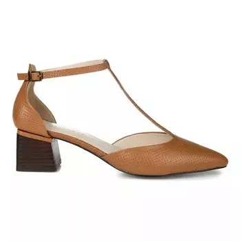 Женские кожаные туфли на каблуке Journee Signature Cameela Tru Comfort Foam с Т-образным ремешком Journee Signature, коричневый