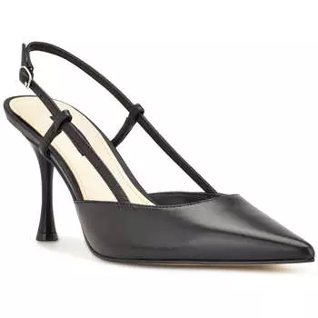 Женские кожаные туфли на каблуке с открытой пяткой Nine West, черный