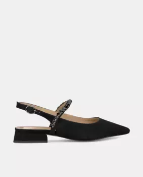 Женские кожаные туфли на плоской подошве с ремешком со стразами Alma en Pena, черный