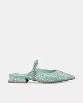 Женские кожаные туфли на плоской подошве с острым носком Alma en Pena, зеленый