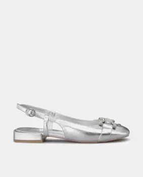 Женские кожаные туфли на плоской подошве с круглым носком Alma en Pena, серебряный