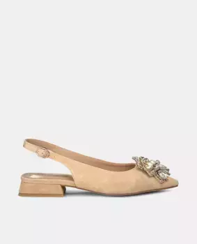 Женские кожаные туфли на плоской подошве с острым носком Alma en Pena, бежевый