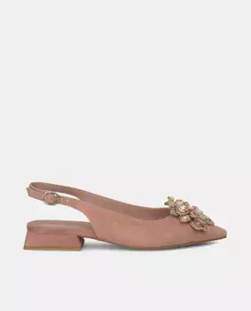 Женские кожаные туфли на плоской подошве с острым носком Alma en Pena, розовый