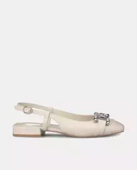 Женские кожаные туфли на плоской подошве с декором из пряжки Alma en Pena, белый