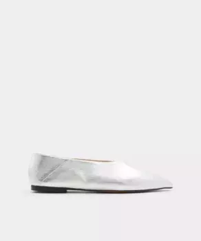 Женские кожаные туфли на плоской подошве с острым носком Aldo, серебрянный