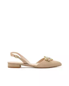 Женские кожаные туфли на плоской подошве с пяткой на пятке Paco Gil, бежевый