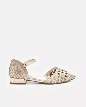 Женские кожаные туфли на плоской подошве с застежкой-пряжкой Carmela, золото