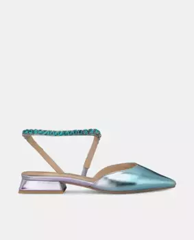 Женские кожаные туфли на плоской подошве с острым носком Alma en Pena, синий