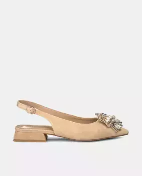 Женские кожаные туфли на плоской подошве с острым носком Alma en Pena, бежевый