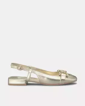 Женские кожаные туфли на плоской подошве с пряжкой Alma en Pena, золото
