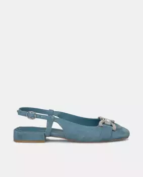 Женские кожаные туфли на плоской подошве с круглым носком Alma en Pena, синий