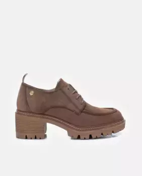 Женские кожаные туфли на шнуровке на каблуке 7 см Carmela, коричневый