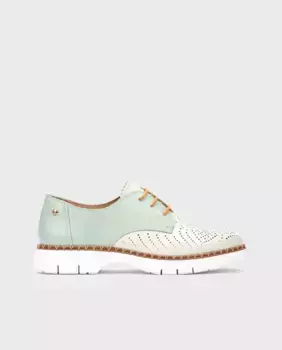 Женские кожаные туфли на шнуровке с вырезами Pikolinos, светло-голубой