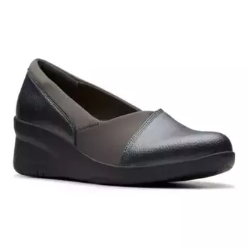 Женские кожаные туфли на танкетке Suttyn Walk Clarks, цвет dark pewter metallic