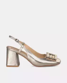 Женские кожаные туфли с декором из стразов Alma en Pena, коричневый