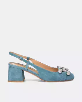 Женские кожаные туфли с декором из стразов Alma en Pena, бирюзовый