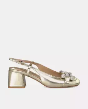 Женские кожаные туфли с декором из стразов Alma en Pena, золотой