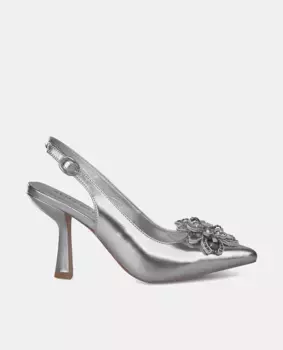 Женские кожаные туфли с декором из стразов Alma en Pena, серебрянный