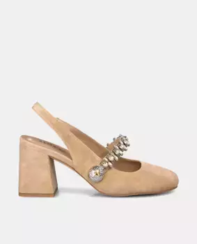 Женские кожаные туфли с круглым носком Alma en Pena, бежевый