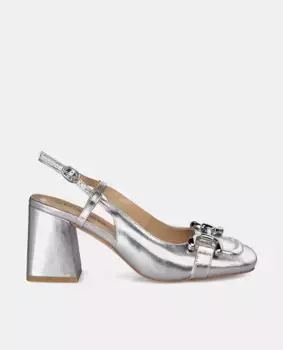 Женские кожаные туфли с квадратным носком Alma en Pena, серебрянный