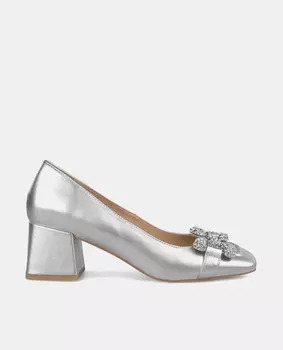 Женские кожаные туфли с квадратным носком Alma en Pena, серебро