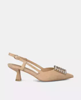 Женские кожаные туфли с острым носком Alma en Pena, бежевый