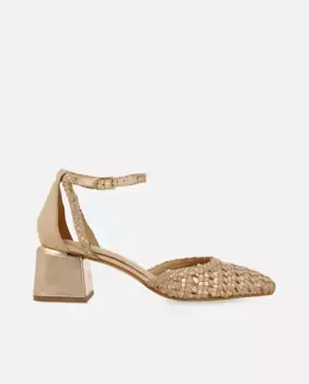 Женские кожаные туфли с плетением ручной работы и металлическими деталями Gioseppo, цвет Nude