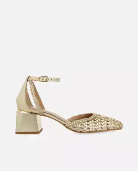 Женские кожаные туфли с плетением ручной работы и металлическими деталями Gioseppo, золотой