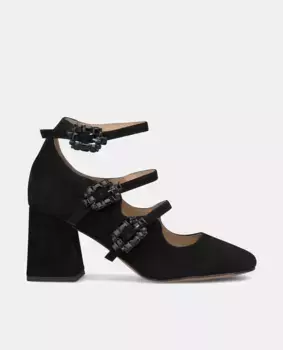 Женские кожаные туфли с пряжками Alma en Pena, черный