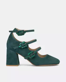 Женские кожаные туфли с пряжками Alma en Pena, зеленый