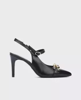 Женские кожаные туфли с пряжкой и каблуком-шпилькой Martinelli, черный