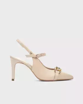 Женские кожаные туфли с пряжкой и каблуком-шпилькой Martinelli, бежевый