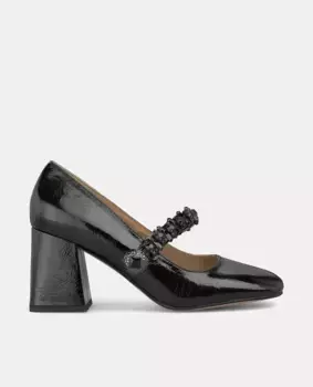 Женские кожаные туфли с ремешком из стразов Alma en Pena, черный