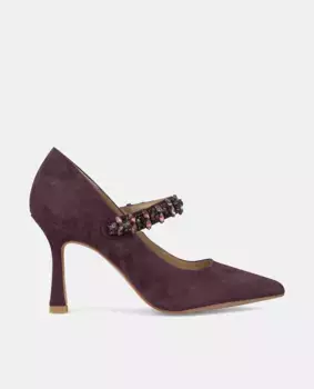 Женские кожаные туфли с ремешком из стразов Alma en Pena, бордовый